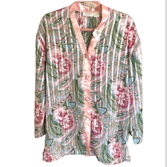 Victorias Secret pajamas Vintage gold label tag NEW button down satin silky feel - Picture 5 of 5